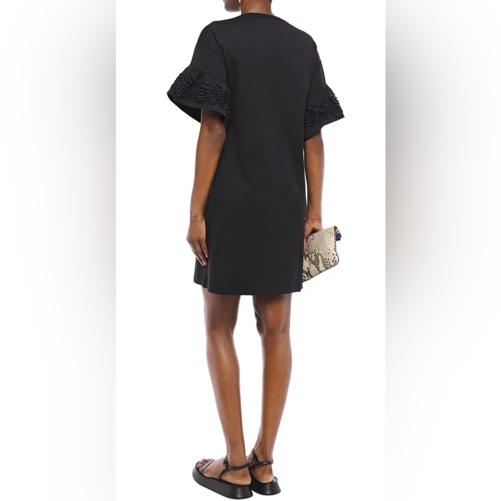 SEE BY CHLOÉ Ruffled Cotton-Jersey Mini Dress Size XS in Brown and Cream - Picture 2 of 11
